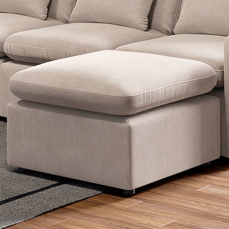 Nolan Fabric 5-Seater Corner Sofa with Ottoman - Beige