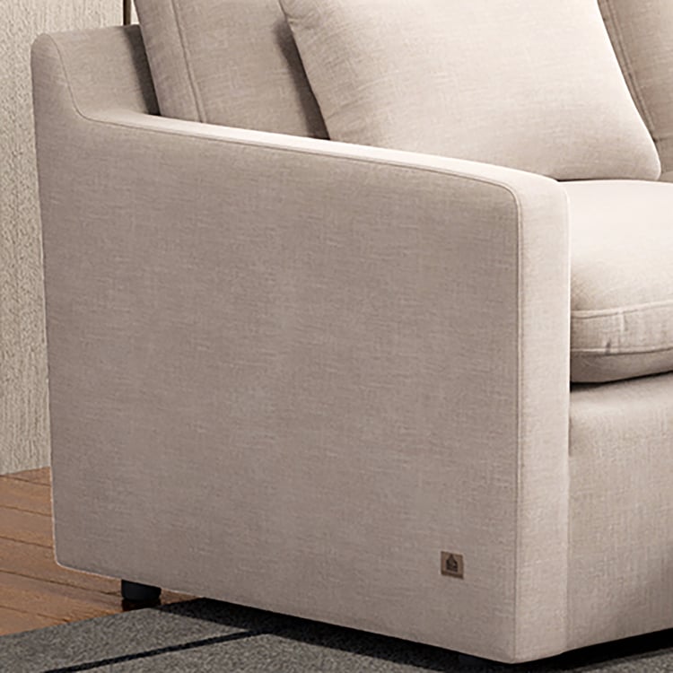 Nolan Fabric 5-Seater Corner Sofa with Ottoman - Beige