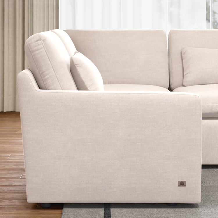 Nolan Fabric 5-Seater Corner Sofa with Ottoman - Beige