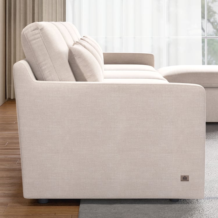 Nolan Fabric 4-Seater Sofa with Ottoman - Beige