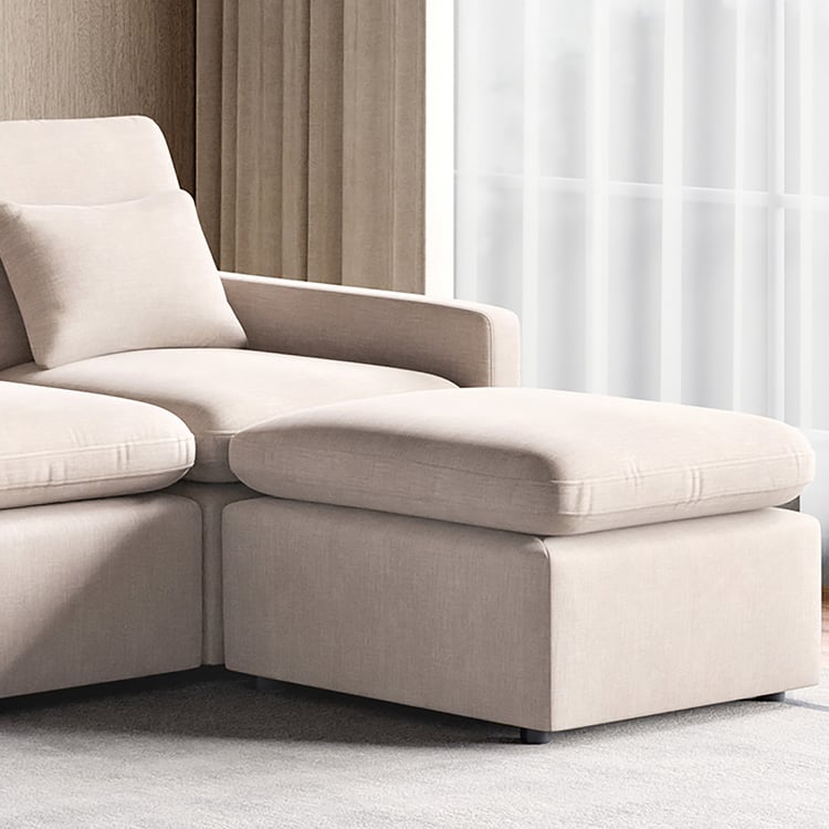 Nolan Fabric 4-Seater Sofa with Ottoman - Beige