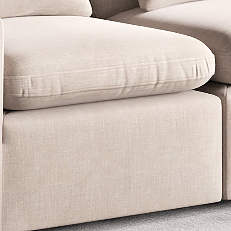 Nolan Fabric 4-Seater Sofa with Ottoman - Beige