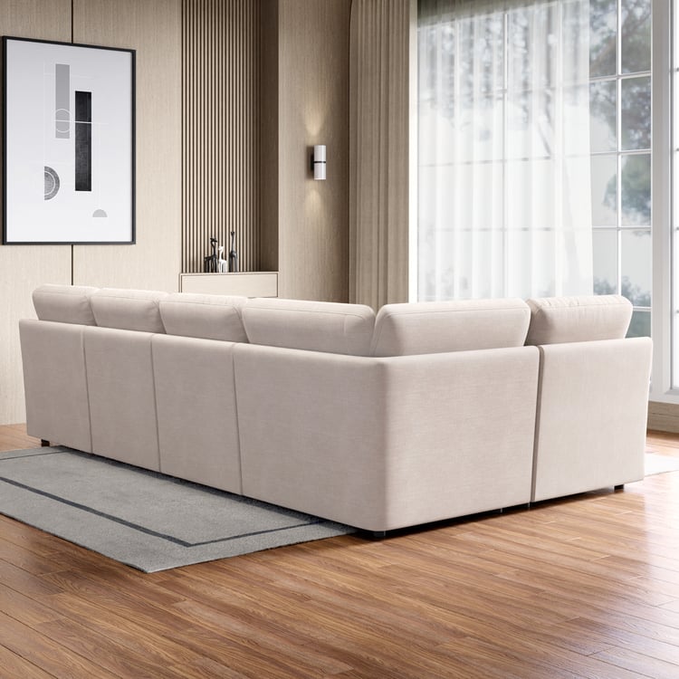 Nolan Fabric 5-Seater Sofa with Cushions - Beige