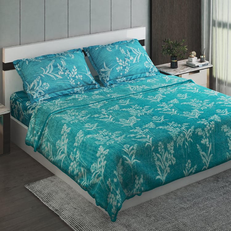 Adiva Fern 4Pcs Printed Double Bed-In-A-Bag Set