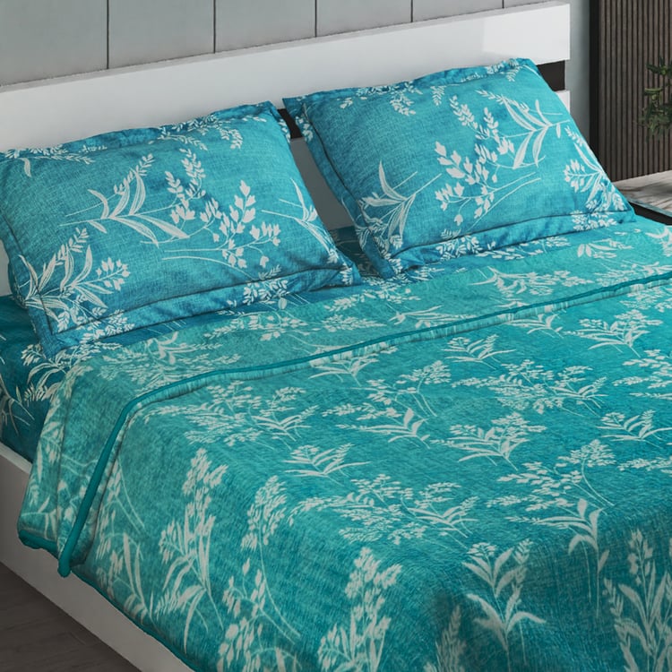 Adiva Fern 4Pcs Printed Double Bed-In-A-Bag Set