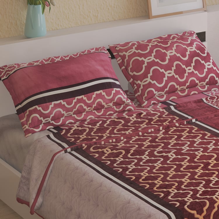 Adiva Trellis 4Pcs Printed Double Bed-In-A-Bag Set