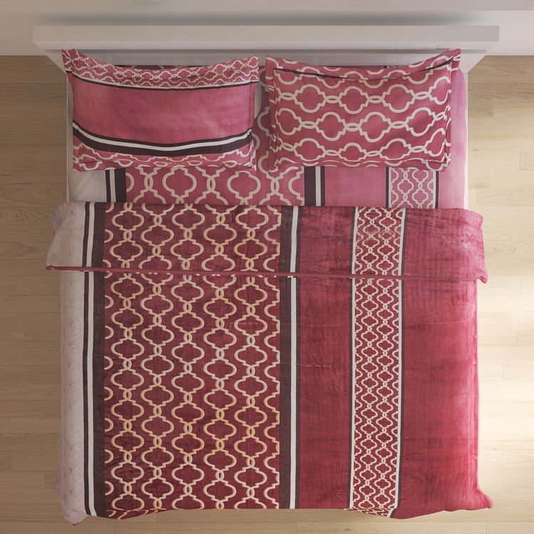 Adiva Trellis 4Pcs Printed Double Bed-In-A-Bag Set