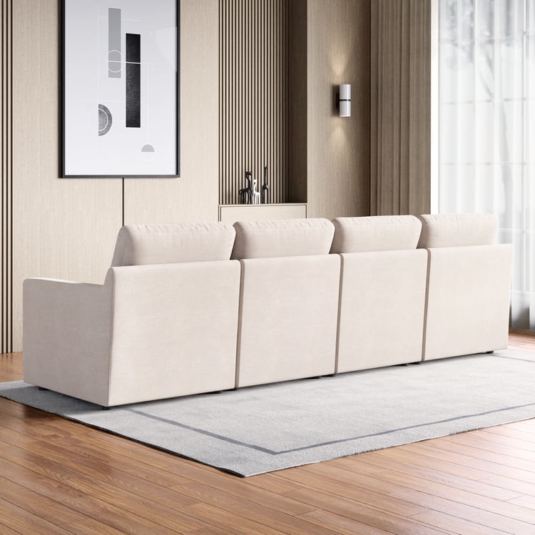 Nolan Fabric 4-Seater Sofa with Cushions - Beige