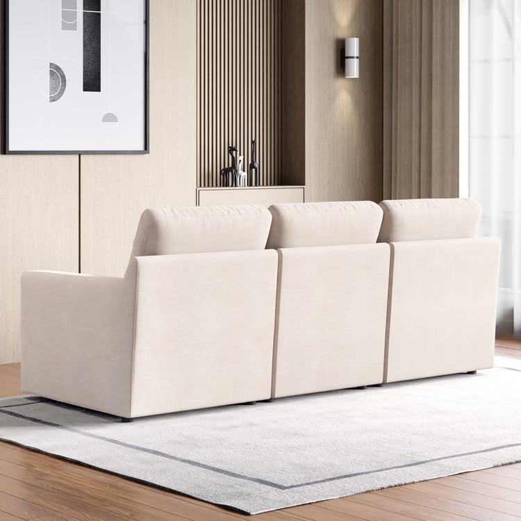 Nolan Fabric 3-Seater Sofa with Cushions - Beige