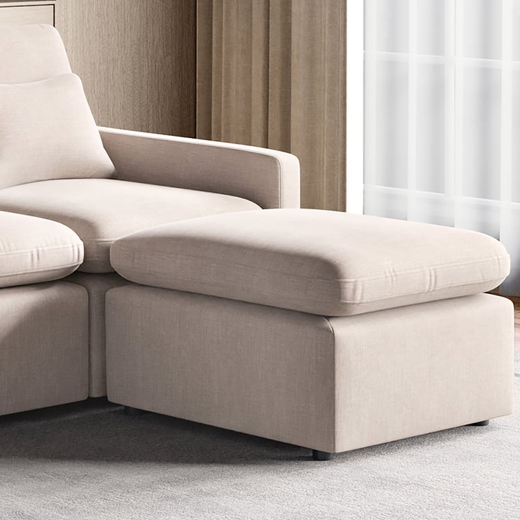 Nolan Fabric 3-Seater Sofa with Ottoman and Cushions - Beige