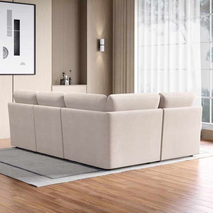 Nolan Fabric 4-Seater Corner Sofa with Cushions - Beige