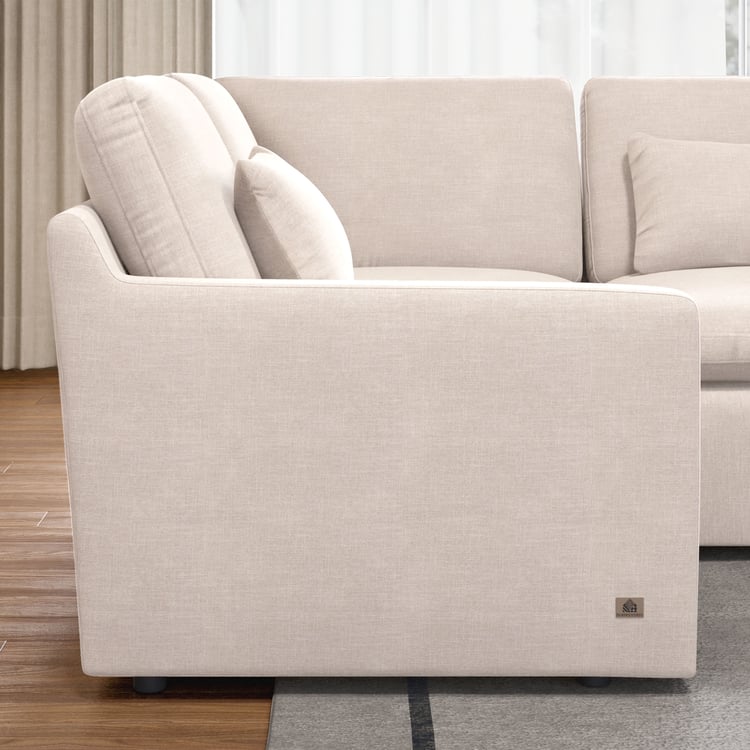 Nolan Fabric 4-Seater Corner Sofa with Cushions - Beige