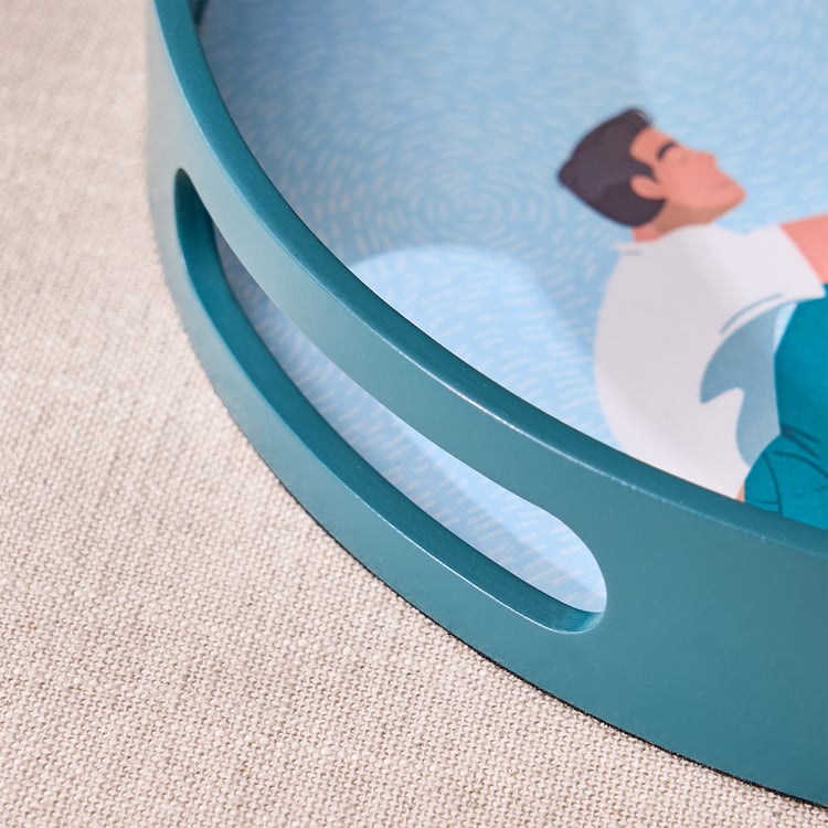 Raisa Aurora Wooden Printed Serving Tray - 30x4.5cm