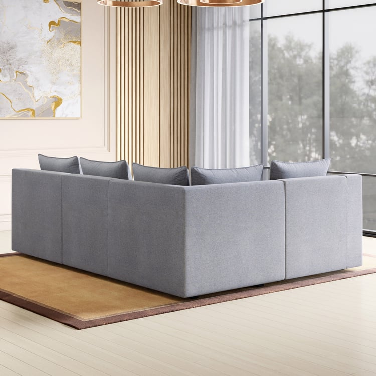 Chrono Fabric 4-Seater Left Corner Sofa with Ottoman - Grey