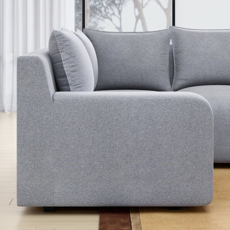 Chrono Fabric 4-Seater Left Corner Sofa with Ottoman - Grey