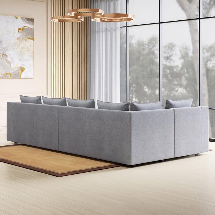 Chrono Fabric 5-Seater Corner Sofa with Ottoman - Grey