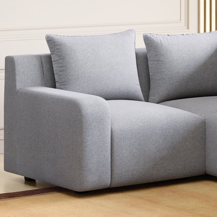 Chrono Fabric 5-Seater Corner Sofa with Ottoman - Grey