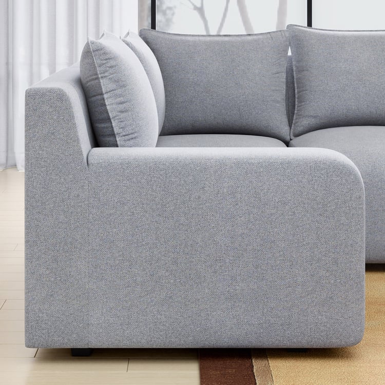 Chrono Fabric 5-Seater Corner Sofa with Ottoman - Grey