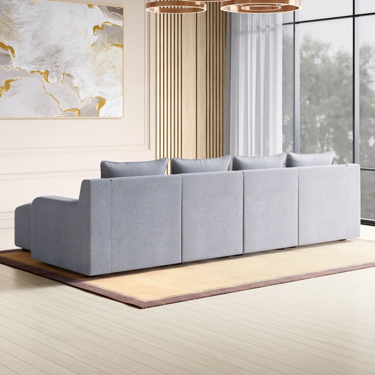 Chrono Fabric 4-Seater Sofa with Ottoman - Grey