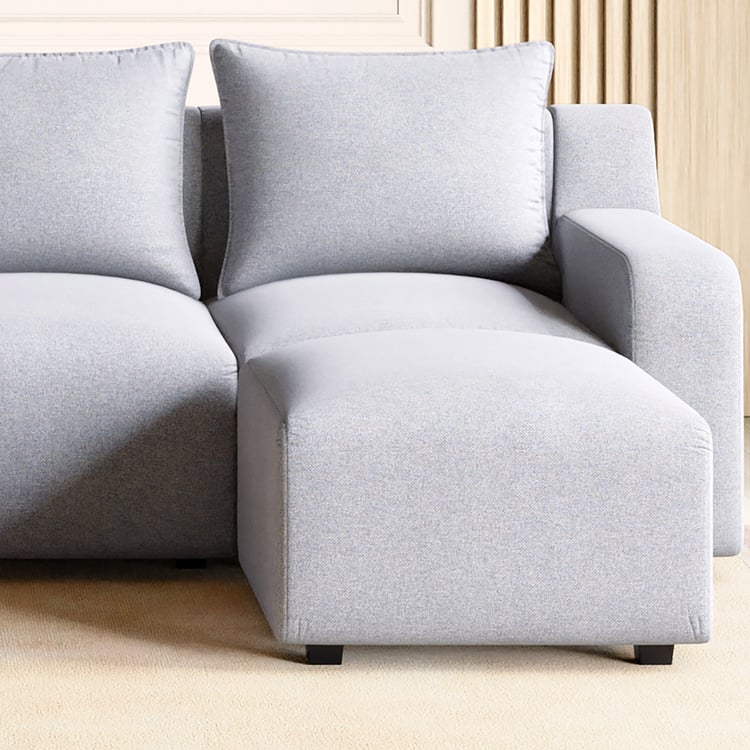 Chrono Fabric 4-Seater Sofa with Ottoman - Grey