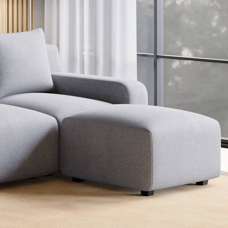 Chrono Fabric 4-Seater Sofa with Ottoman - Grey