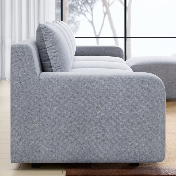 Chrono Fabric 4-Seater Sofa with Ottoman - Grey