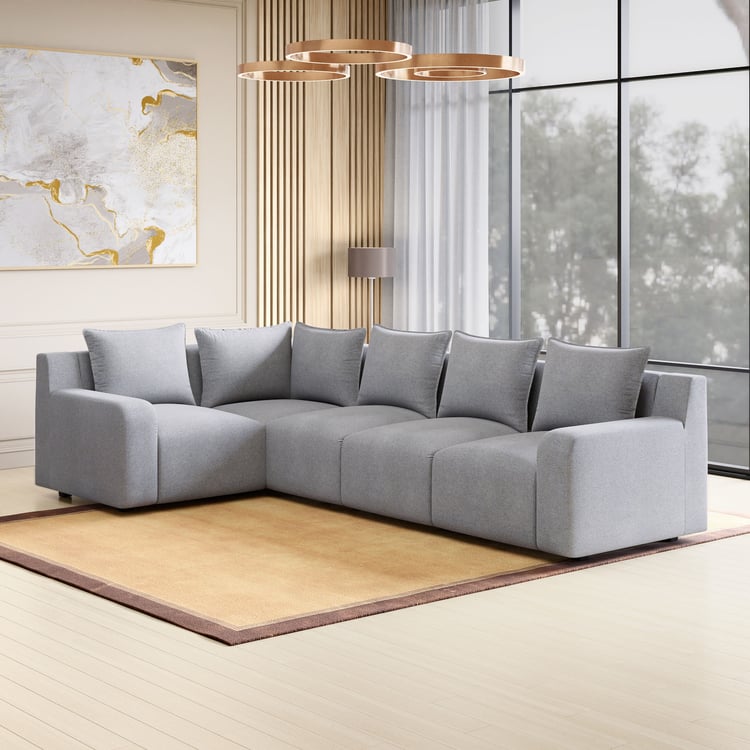 Chrono Fabric 5-Seater Corner Sofa - Grey