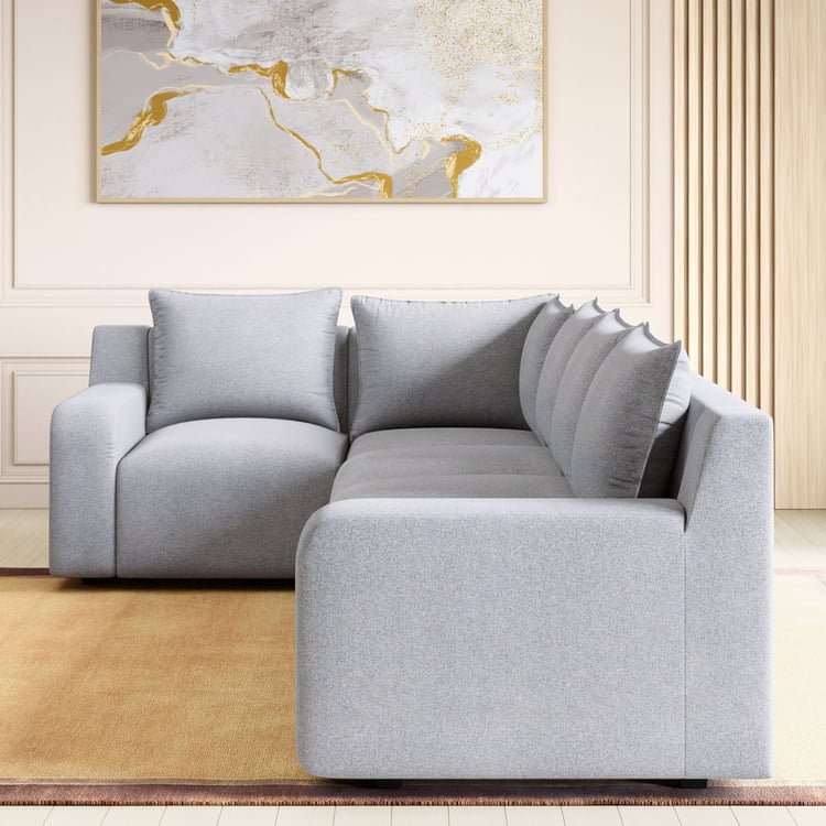 Chrono Fabric 5-Seater Corner Sofa - Grey