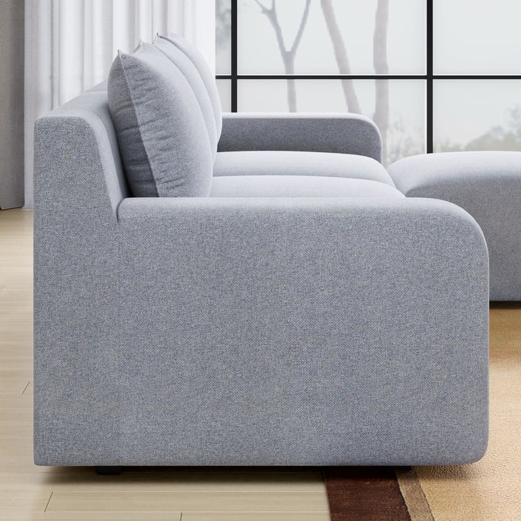 Chrono Fabric 3-Seater Sofa with Ottoman - Grey