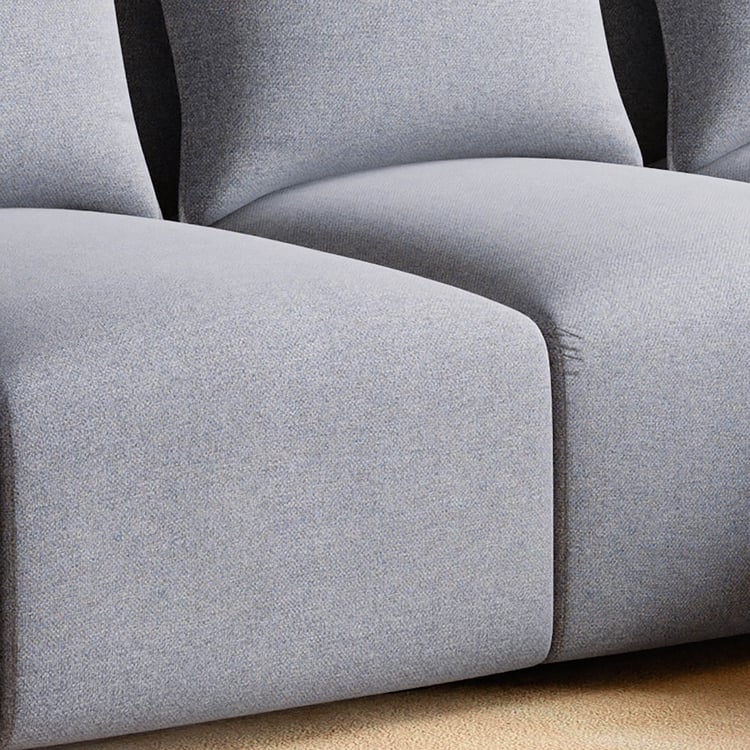 Chrono Fabric 3-Seater Sofa with Ottoman - Grey