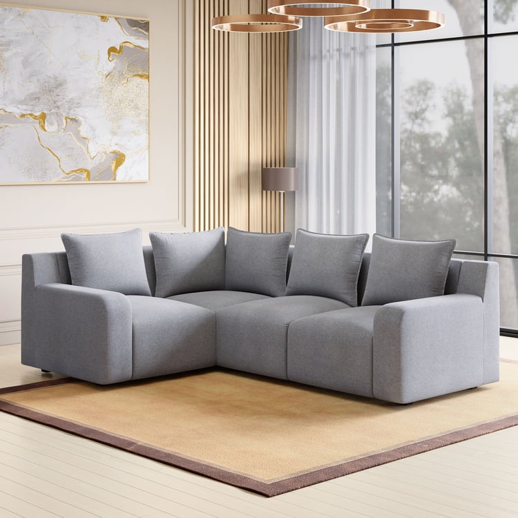 Chrono Fabric 4-Seater Left Corner Sofa - Grey