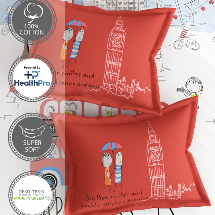 PORTICO Happiness Is Cotton 164TC Printed 3Pcs Super King Bedsheet Set