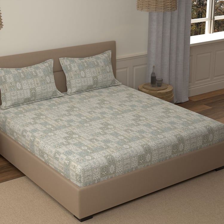 PORTICO Folkore Cotton 210TC Printed 3Pcs Super King Bedsheet Set