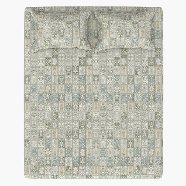 PORTICO Folkore Cotton 210TC Printed 3Pcs Super King Bedsheet Set
