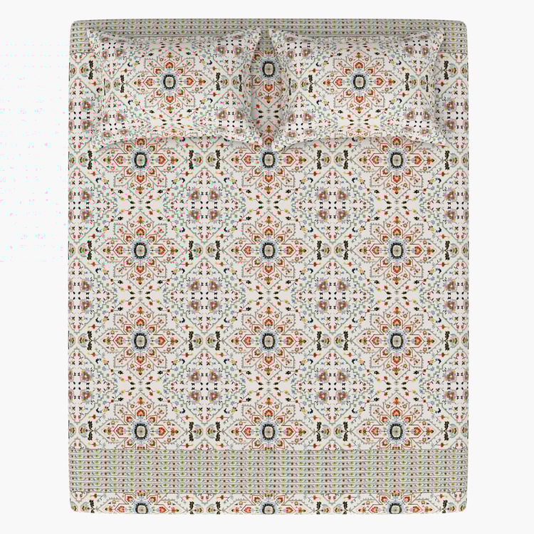 PORTICO Folkore Cotton 210TC Printed 3Pcs Super King Bedsheet Set