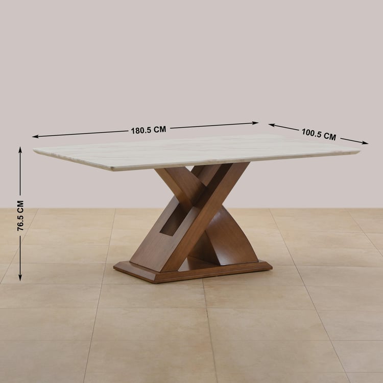 Prince NXT Faux Marble 6-Seater Dining Table - White