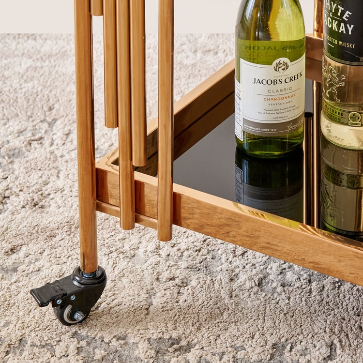 Dessert Glass Top Serving Trolley - Black