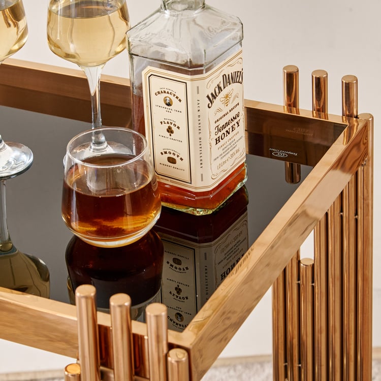 Dessert Glass Top Serving Trolley - Black