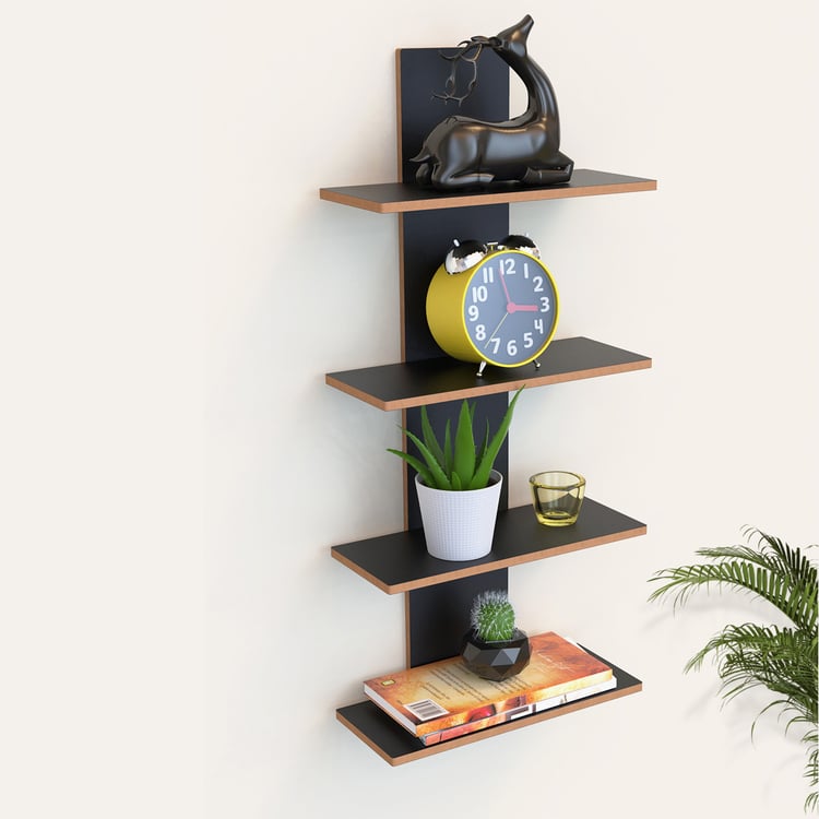 HOME SPARKLE Column 4-Tier Wall Shelf - Black