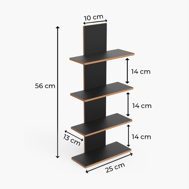HOME SPARKLE Column 4-Tier Wall Shelf - Black