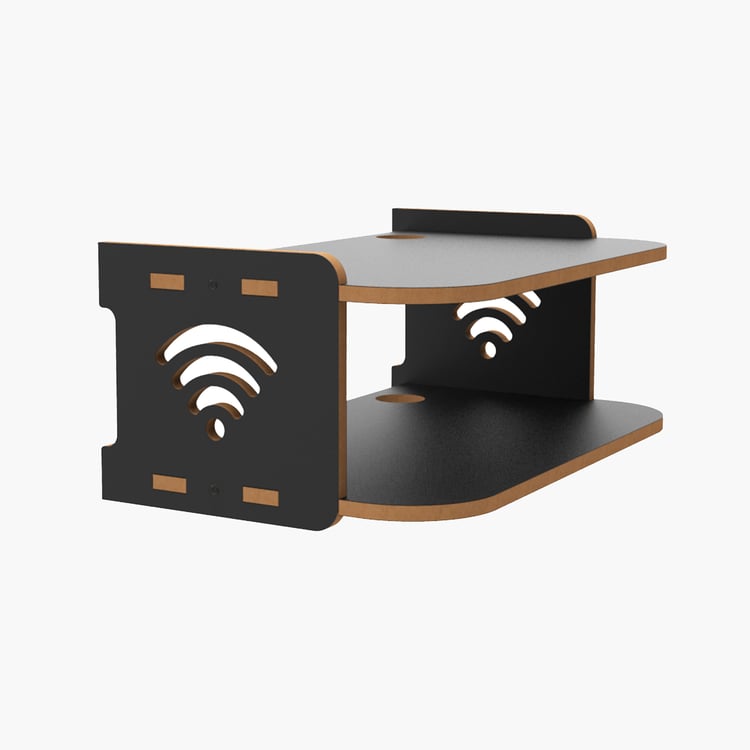 HOME SPARKLE Floating Shelf Set-Top Box and Wi-Fi Router Stand - Black