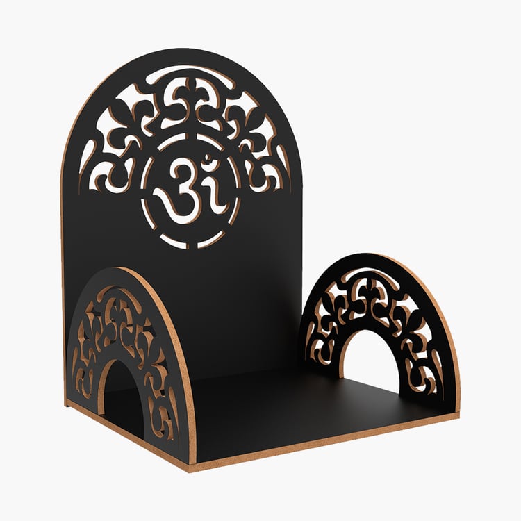 HOME SPARKLE Om Mandir Wall Shelf  - Black