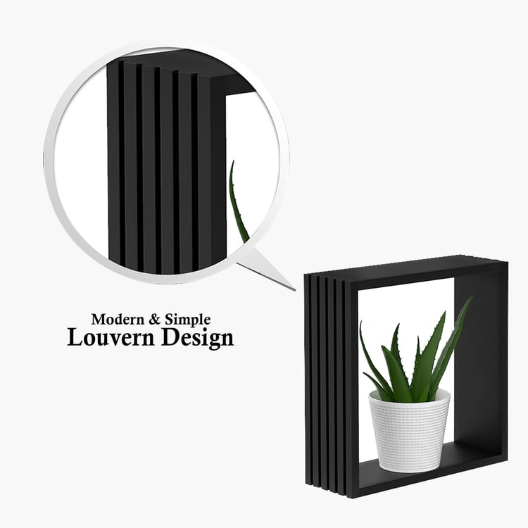 HOME SPARKLE Louvers Set of 3 Floating Wall Shelves - Black