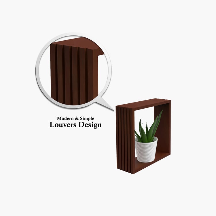 HOME SPARKLE Louvers Set of 3 Floating Wall Shelves - Brown