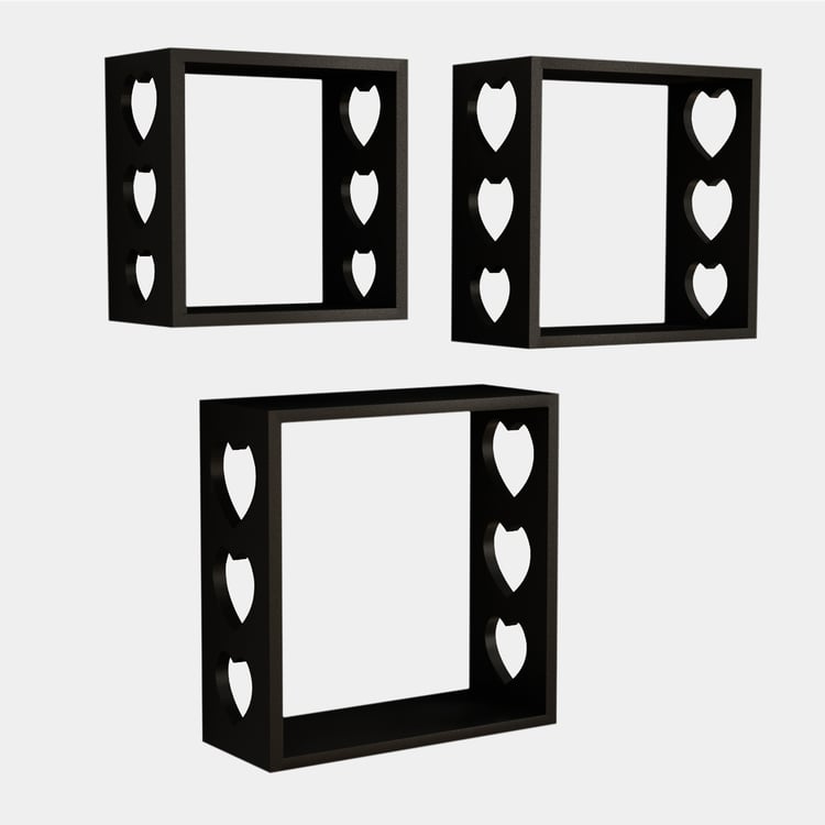 HOME SPARKLE Set of 3 Cube Wall Shelves - Black