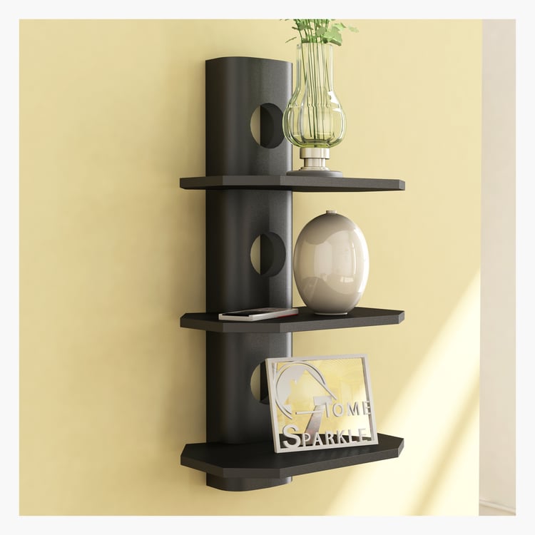 HOME SPARKLE 3-Tier Wall Shelf - Black