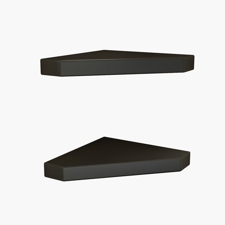 HOME SPARKLE Set of 2 Corner Wall Shelves - Black