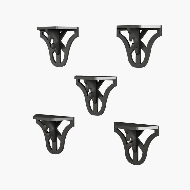 HOME SPARKLE Set of 5 Floating Wall Shelves - Black
