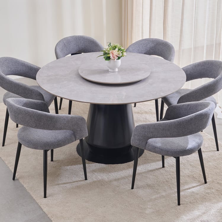 Dale Ceramic Top 6-Seater Dining Set with Chairs - Grey