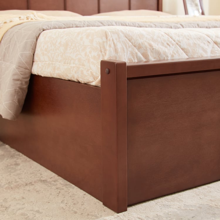 Denis Cresta Mahogany Wood King Bed with Hydraulic Storage - Walnut